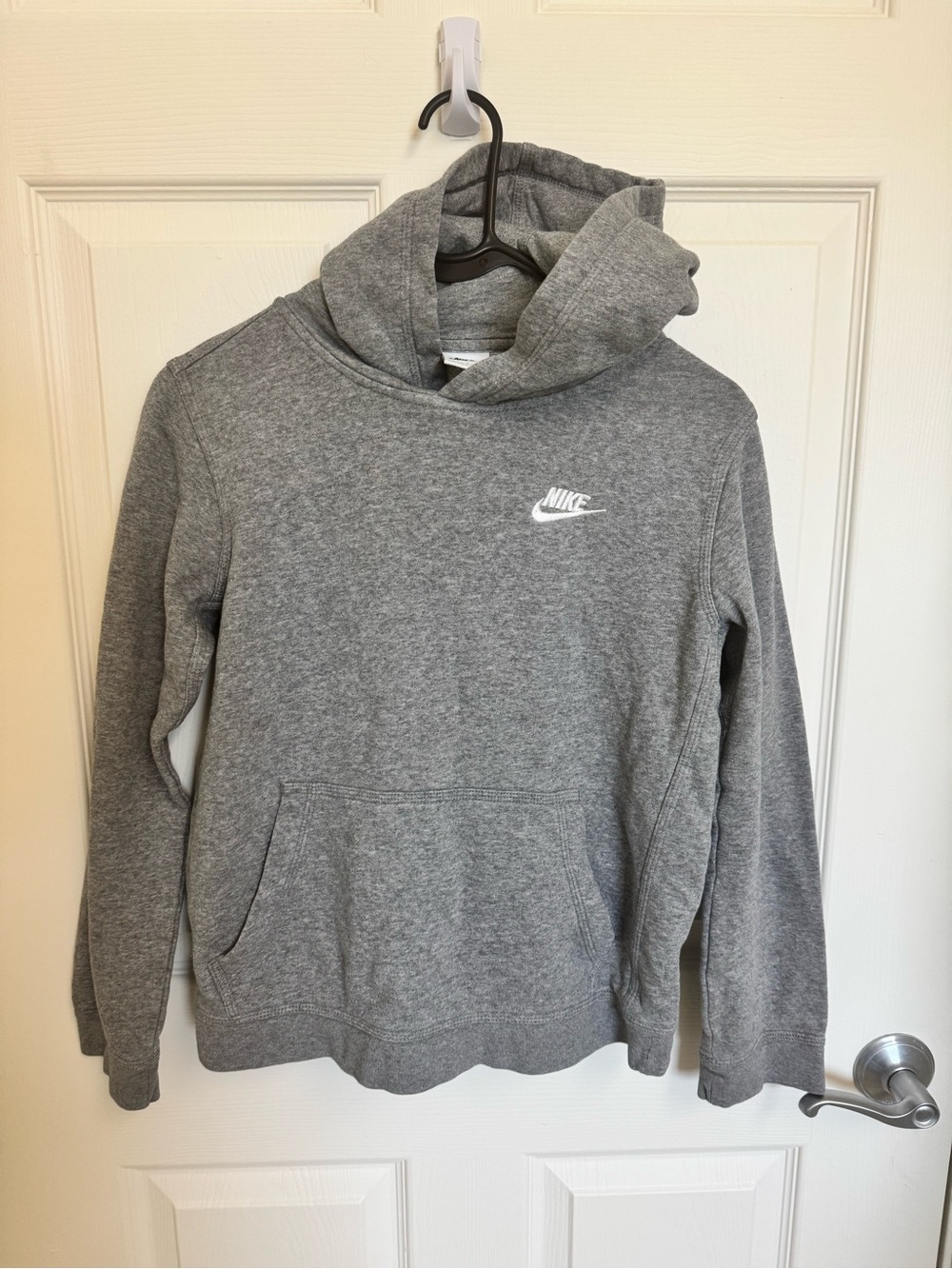 Nike Gray Hooded Sweatshirt with Embroidered White Logo Youth Size Large